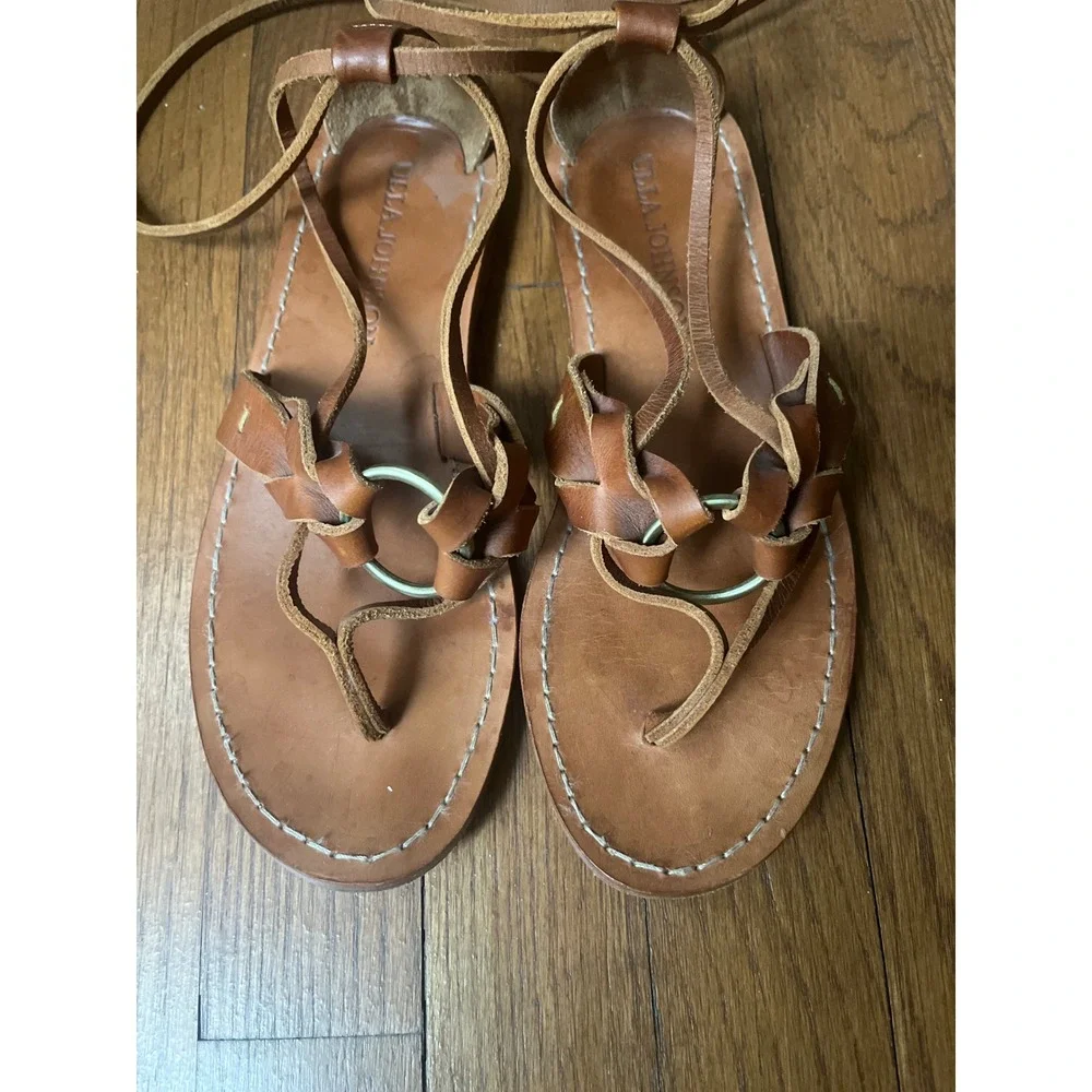 Ulla Johnson Leather Tie Gladiator Sandals Size 37 (U.S. 7) Tan
